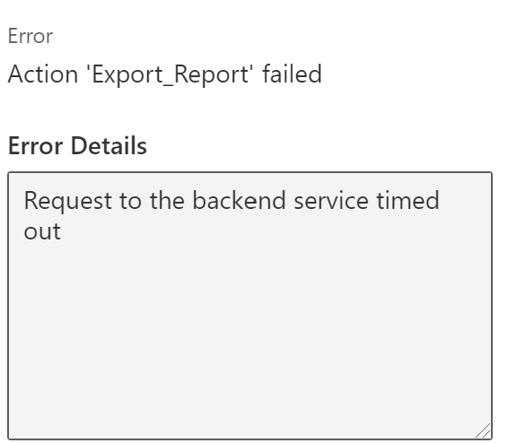 Action 'Export_Report' failed